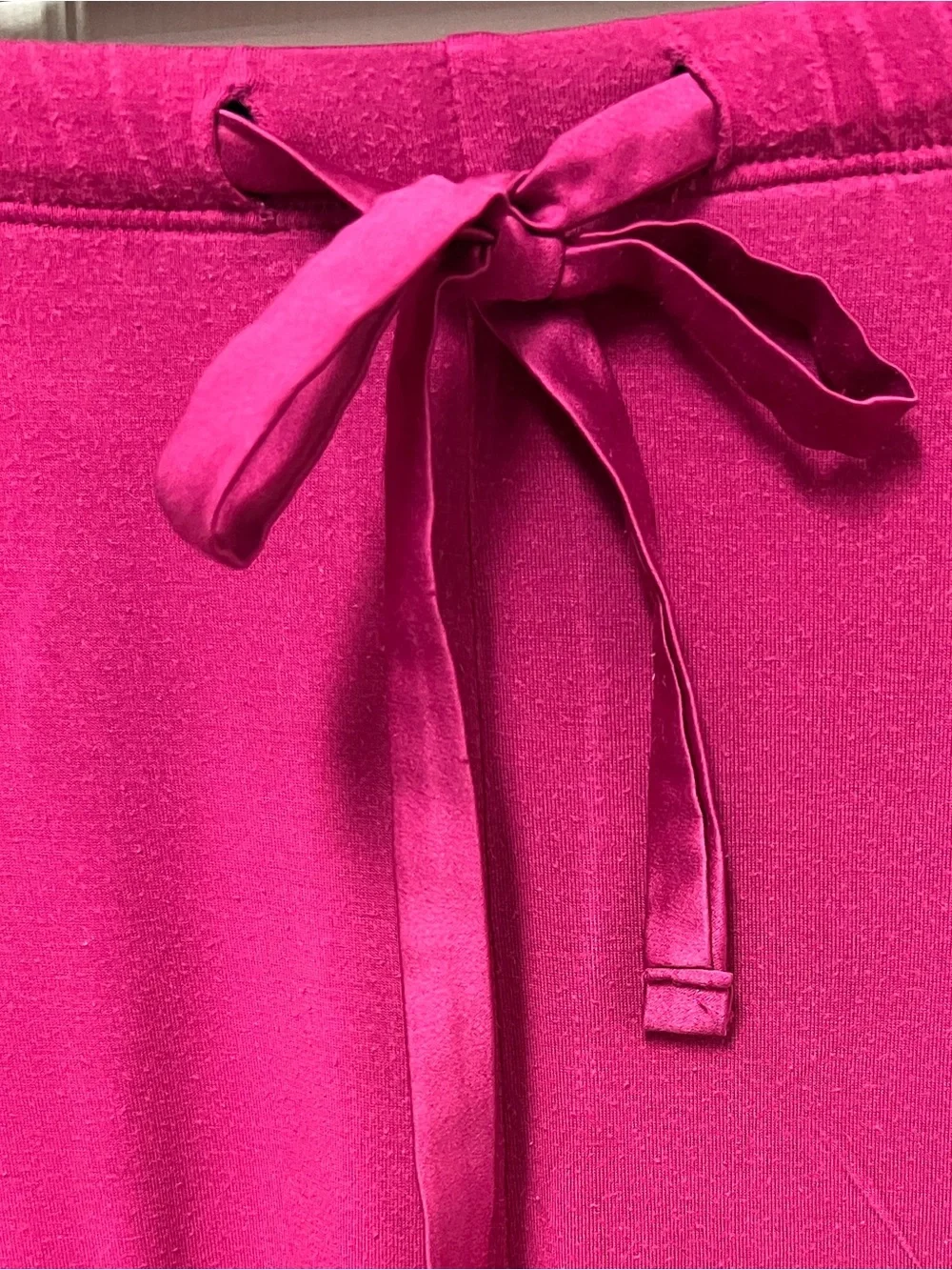 Women's Magenta Satin Front Pajama Set with Lace Trim